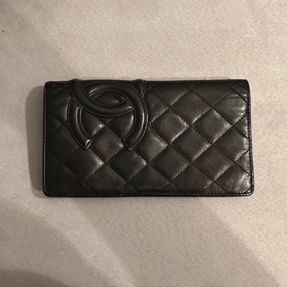Chanel leather bifold long wallet